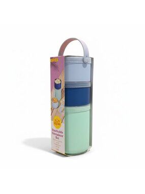 Sun Squad Stackable 3-Piece Reusable Container Set With Handle - Microwave Safe